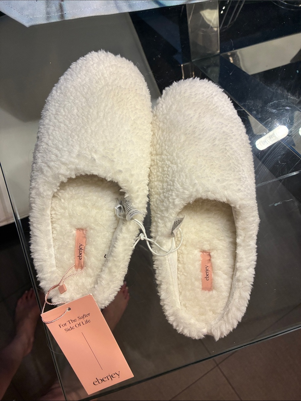 Eberjey Ivory Plush Slip-On Women's Slippers
